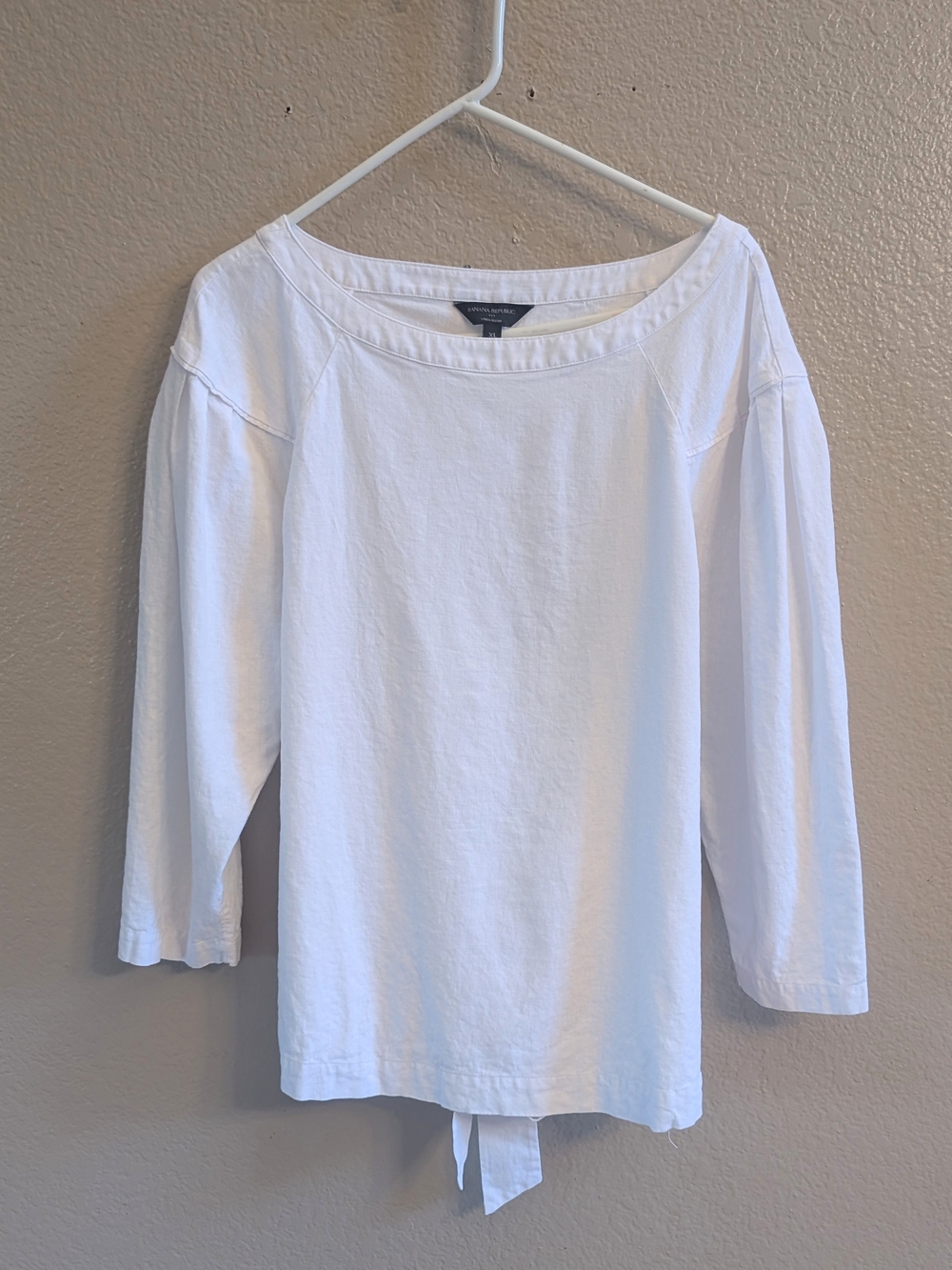Banana Republic Factory Linen Blend Back Tie Boatneck Top